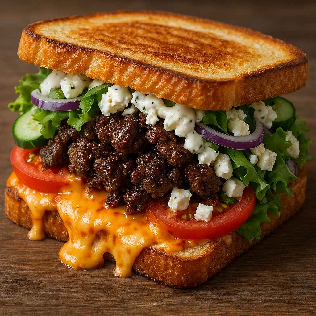 Pizza Sandwich Græsk Bøf